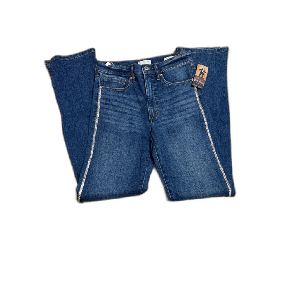 sofia by sofia vergara Blue Denim Jeans with Gold Rhinestone Trim